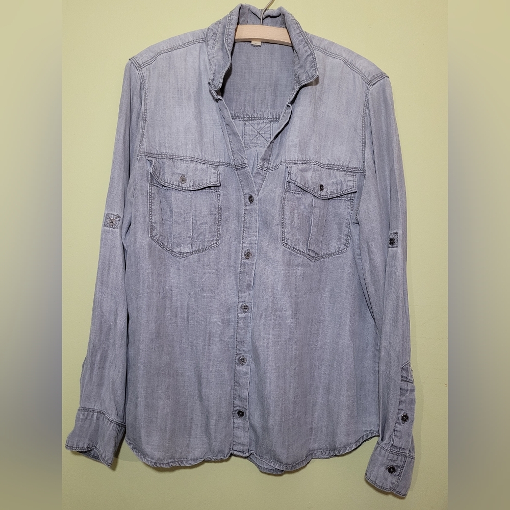 Cloth & Stone Anthropologie Button-down Gray Shirt Large